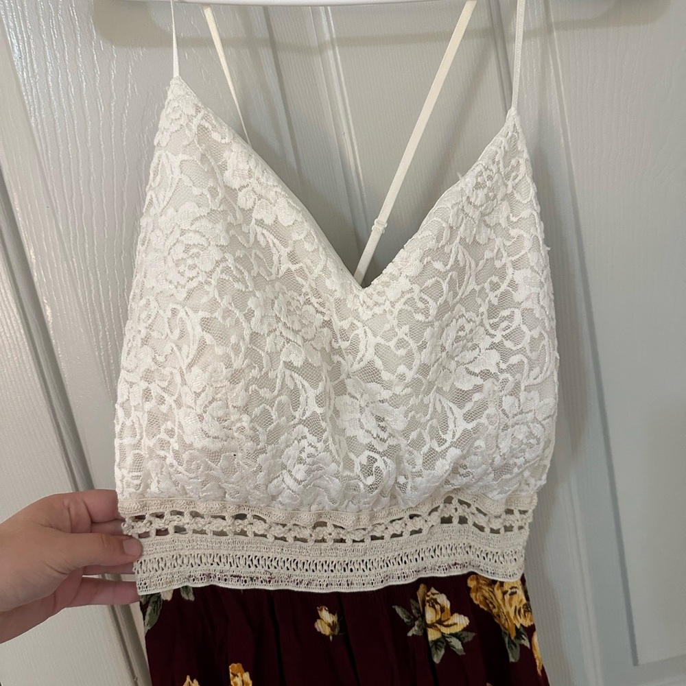 Burgundy Floral Sleeveless Dress